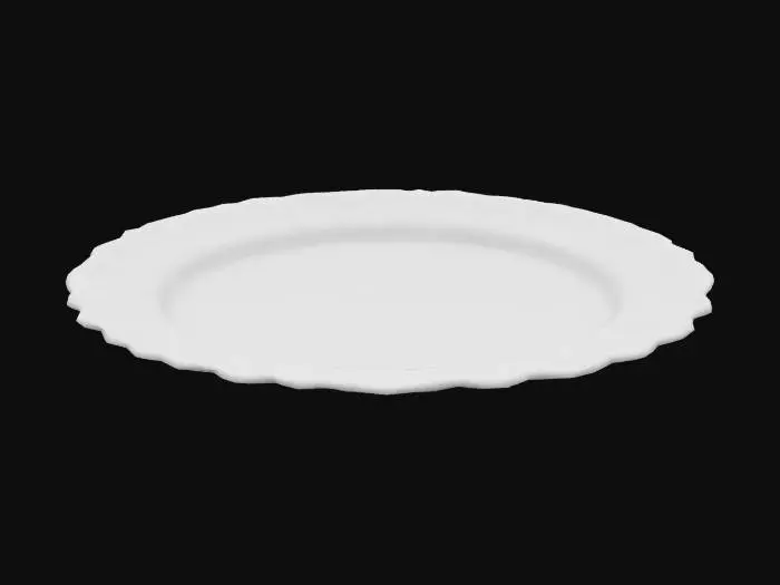 3D model for porcelain plate, delicate pink and green flowers surround the edge

