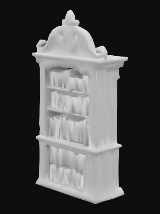 3D model for dark brown ornate wooden book case
