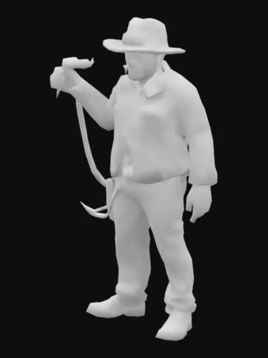 3D model for 3D image of Indiana Jones, highly detailed, well lit, Harrison Ford lookalike 36 years old
