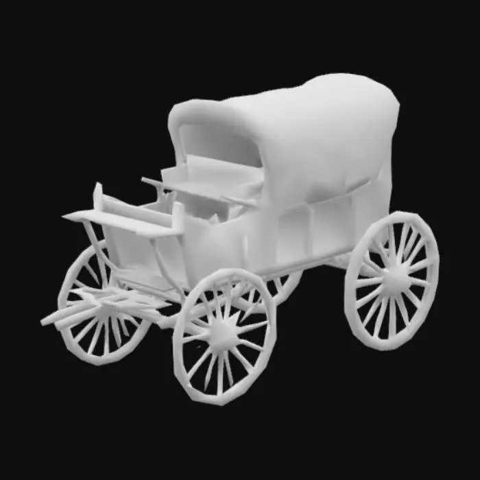 3D model for Design a vintage black horse drawn wooden doctor wagon from 1900. 