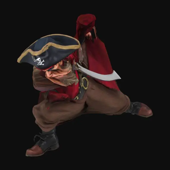 3D model for Big scary looking pirate with a fierce look on his face.