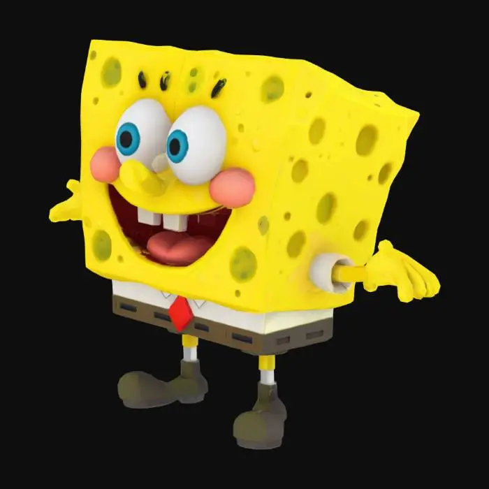 3D model for A low poly Spongebob character in the style of Nintendo64 graphics.