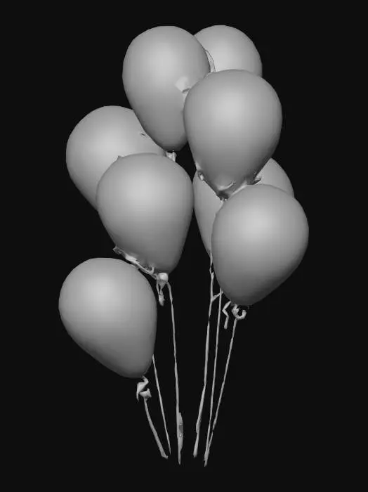 3D model for New Year's Eve black and gold balloons