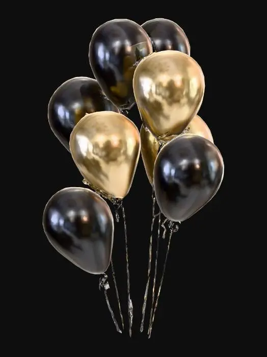 3D model for New Year's Eve black and gold balloons