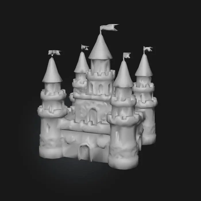 3D model for Sand Castle with Shells, Flags, and Geometric Accents