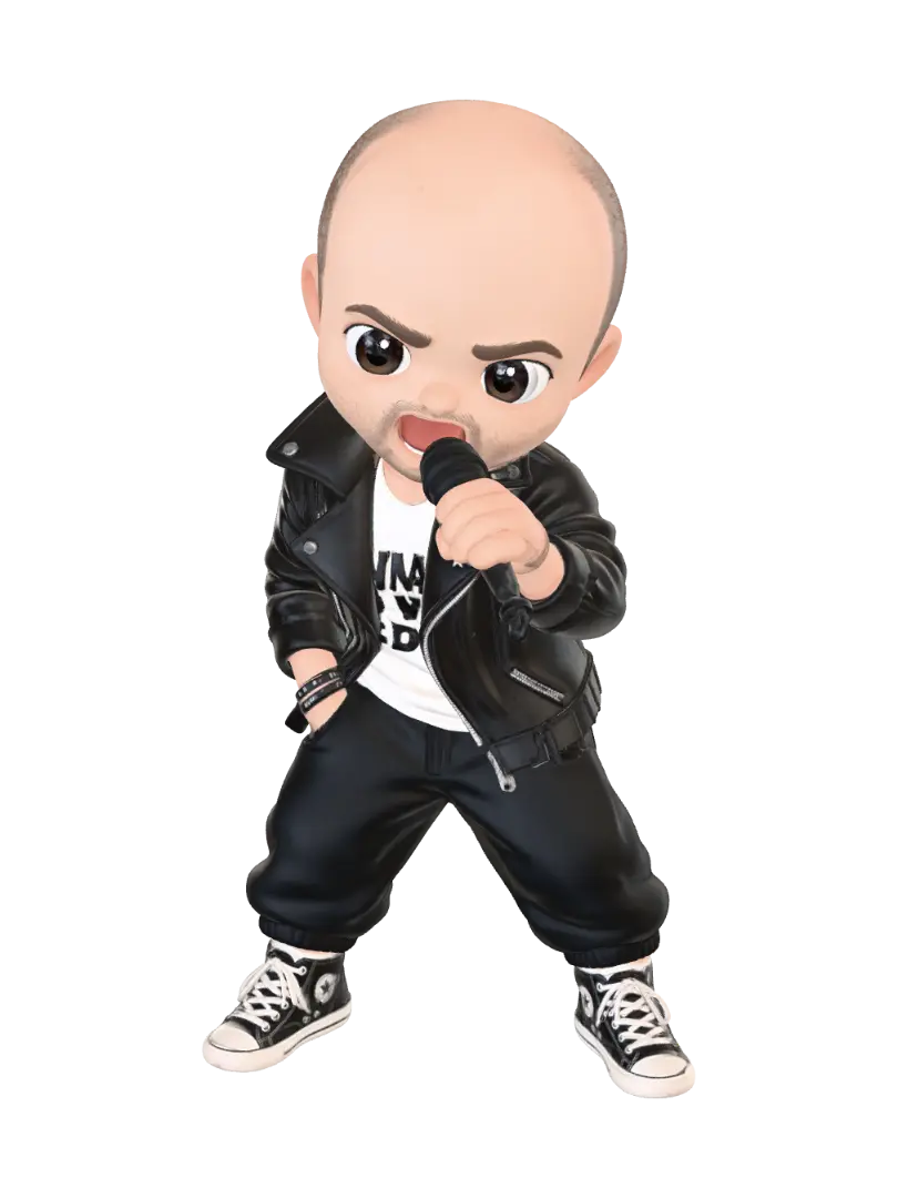 Luca Prodan - Rockstar 3D model, vytvořený pomocí AI