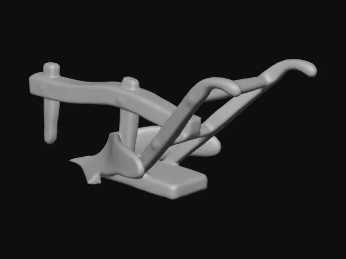 3D model for une araire médiévale avec un soc en bois