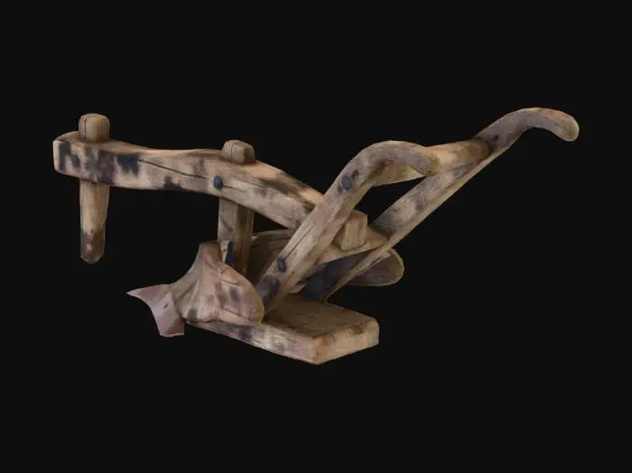 3D model for une araire médiévale avec un soc en bois