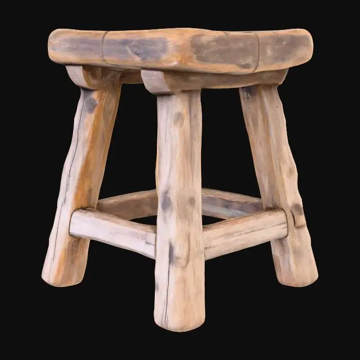 3D model for Rustic Wooden Stool