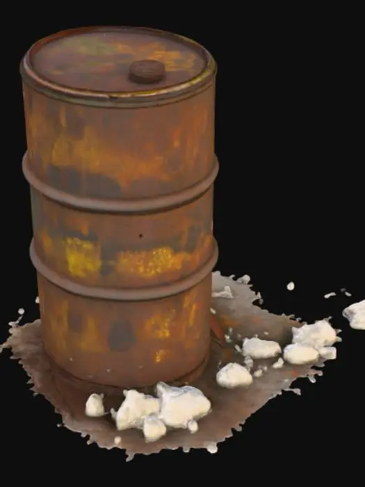 3D model for A rusted old toxic waste barrel, post apocalyptic