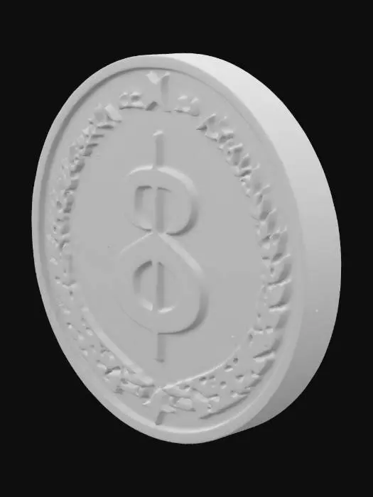 3D model for a golden coin with a $ symbol in center