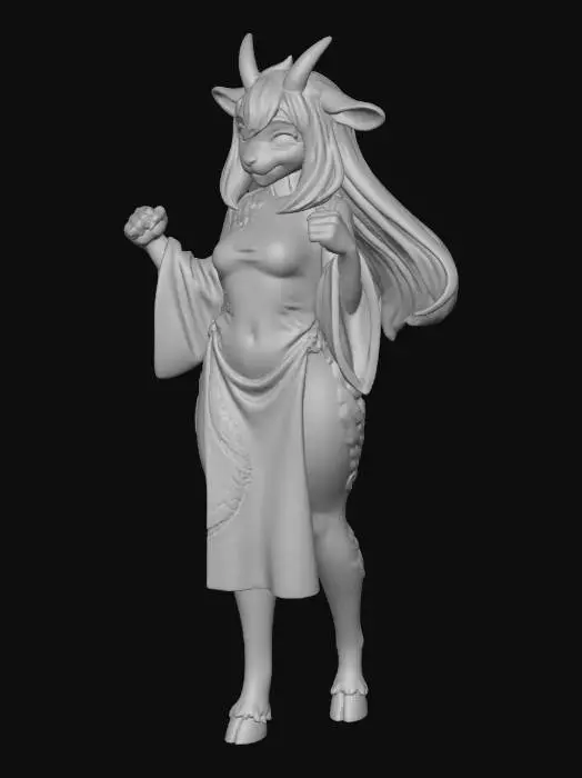 3D model for Goat Warrior in Red Dress