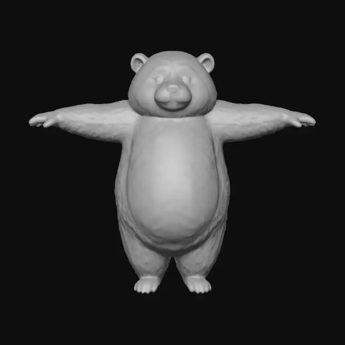 3D model for I want an cartoon style Cheburashka. The fur is flat