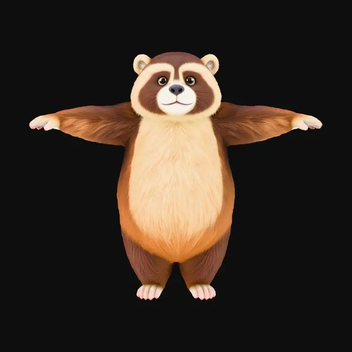 3D model for I want an cartoon style Cheburashka. The fur is flat