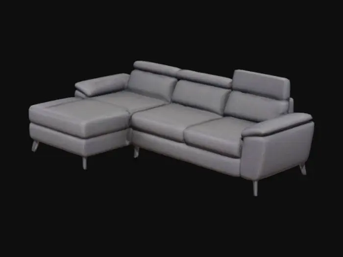3D model for Luxe Charcoal Sectional