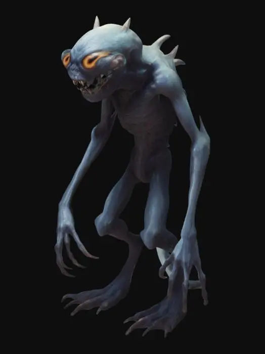 3D model for Монстр с глазами по всему телу, который обладает телекинезом. Нарисуй в полный рост. Монстр антропоморфный