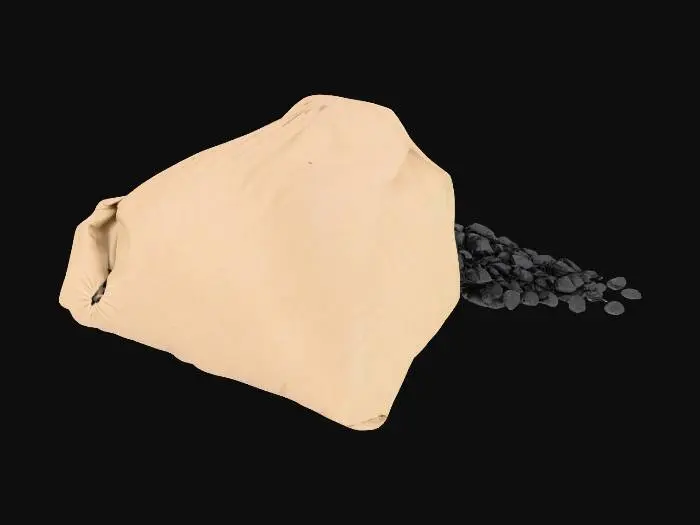3D model for Sack of coal, open spilling out