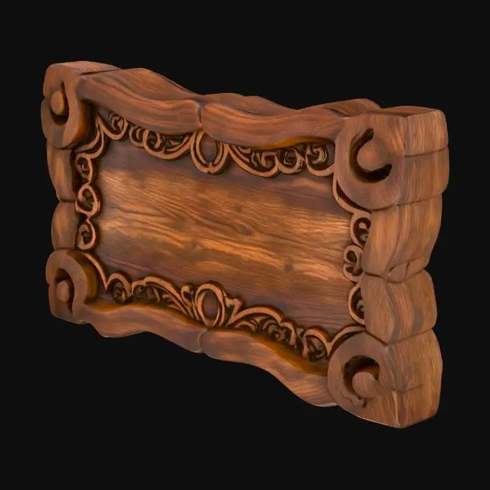 3D model for Viking wooden sign, blank
