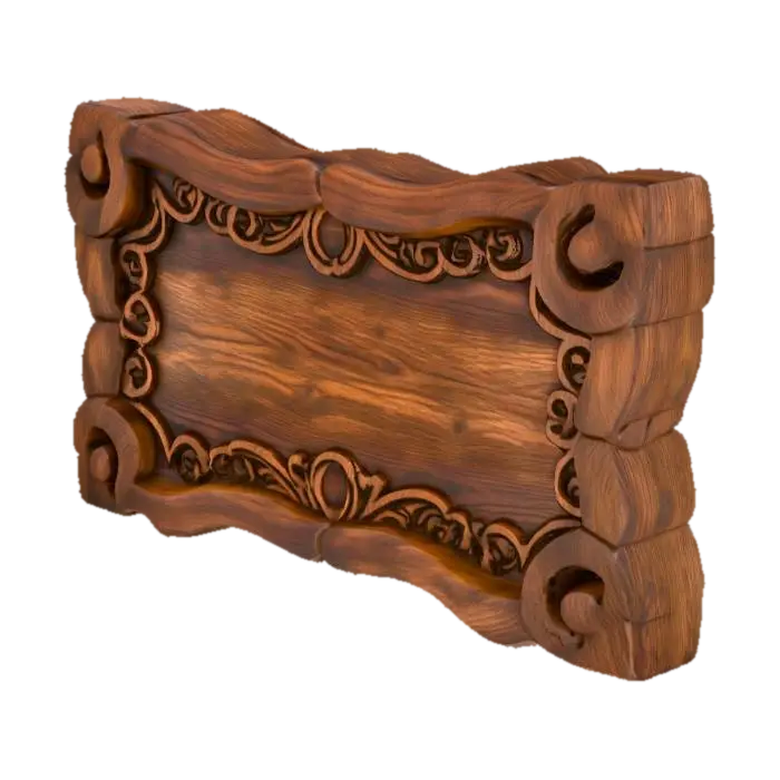 Viking wooden sign, blank 3D model, vytvořený pomocí AI