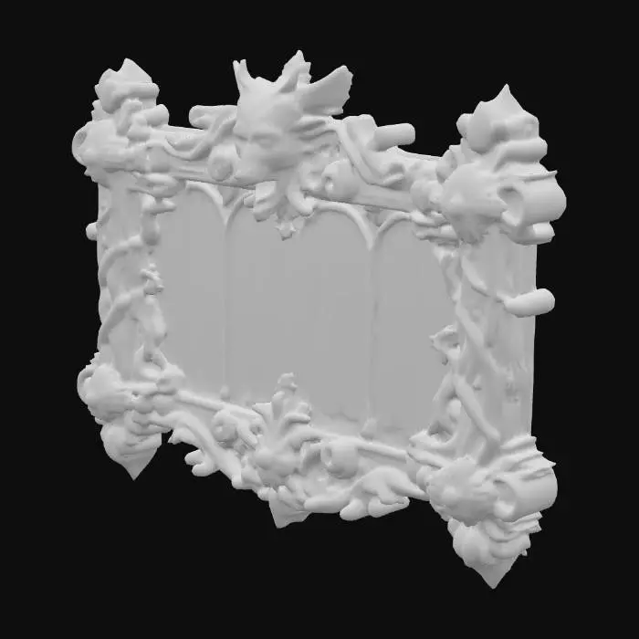 3D model for wooden blank sign, Medevial design, ornate, carved wood
