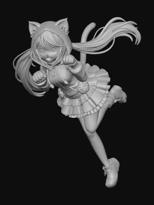 3D model for 美少女
赤い瞳
猫耳
はしゃぐ
斜めアングル
にゃんポーズ