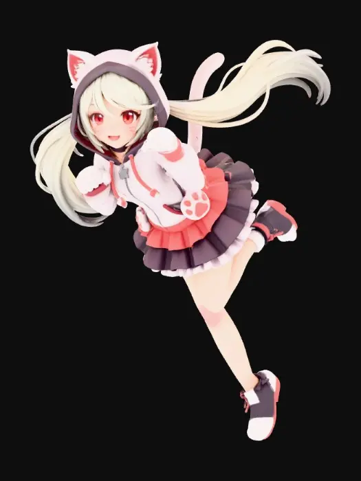 3D model for 美少女
赤い瞳
猫耳
はしゃぐ
斜めアングル
にゃんポーズ