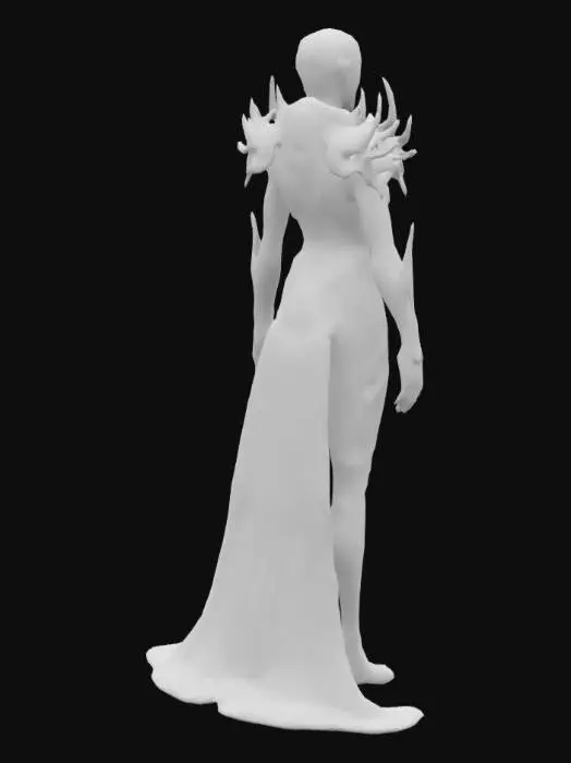 3D model for A beautiful African American Nosferatu female, in a sleek, armored suit with a smooth, glossy texture, featuring bold black and electric green colors with metallic accents and a glowing skull emblem on the chest., 