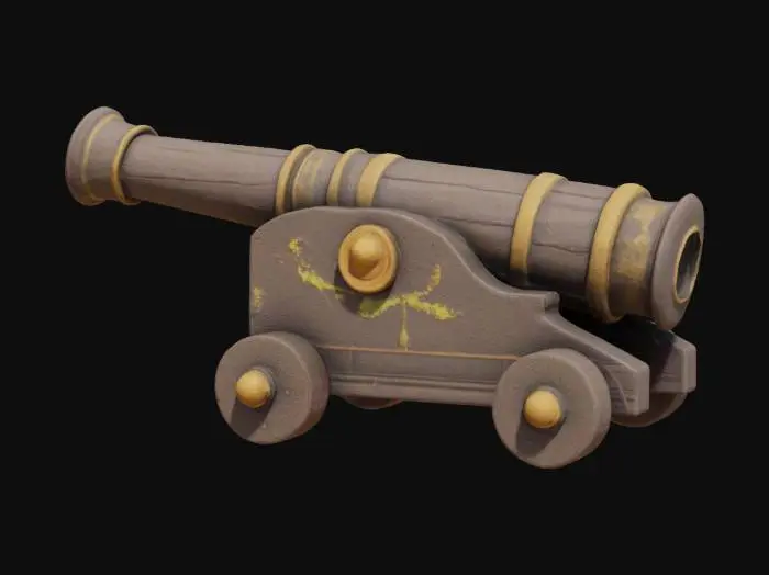 3D model for A mini cannon that fires sticky mudballs to trap foes or sabotage ships.