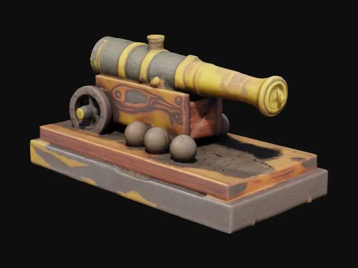 3D model for A mini cannon that fires sticky mudballs to trap foes or sabotage ships.