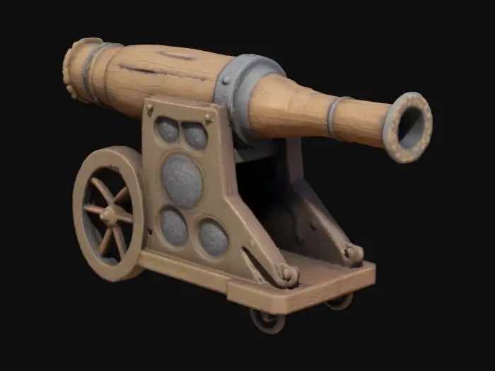 3D model for A mini cannon that fires sticky mudballs to trap foes or sabotage ships.