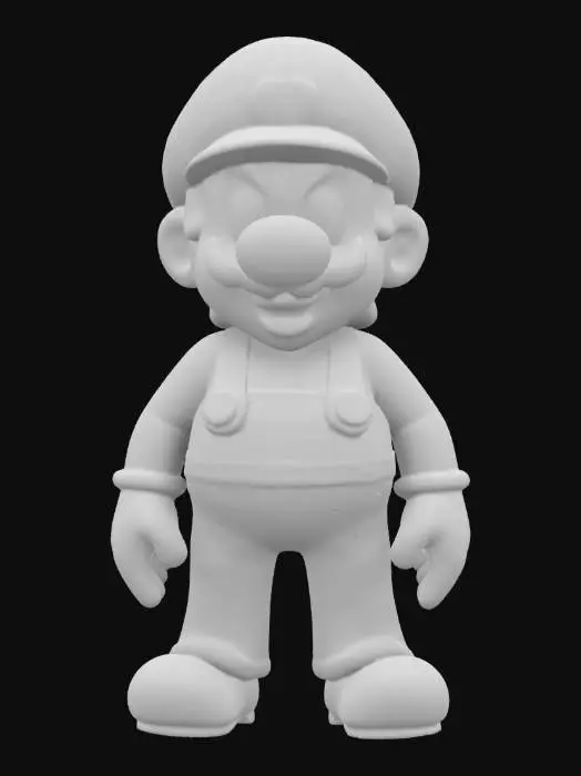 3D model for Mario: A red-capped plumber with a bushy mustache, iconic red overalls, and a mushroom-powered ability to grow giant or gain fireballs. Jumps on Goombas, rescues princesses, and embodies "super" heroism in pixelated worlds. Faces Bowser in castles, collects coins, and slides down pipes. Voiceless but legendary, a plumber who defined gaming for generations.