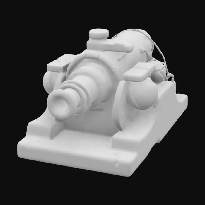 3D model for A mini cannon that fires sticky mudballs to trap foes or sabotage ships.