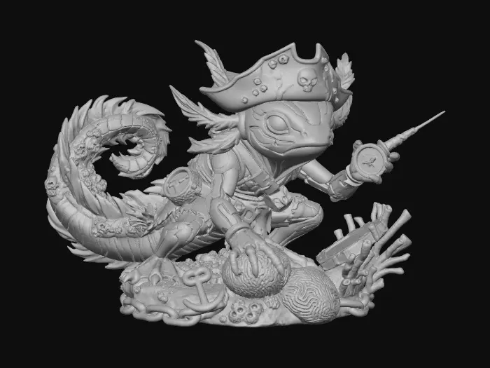 3D model for Axolotl Pirate on Base