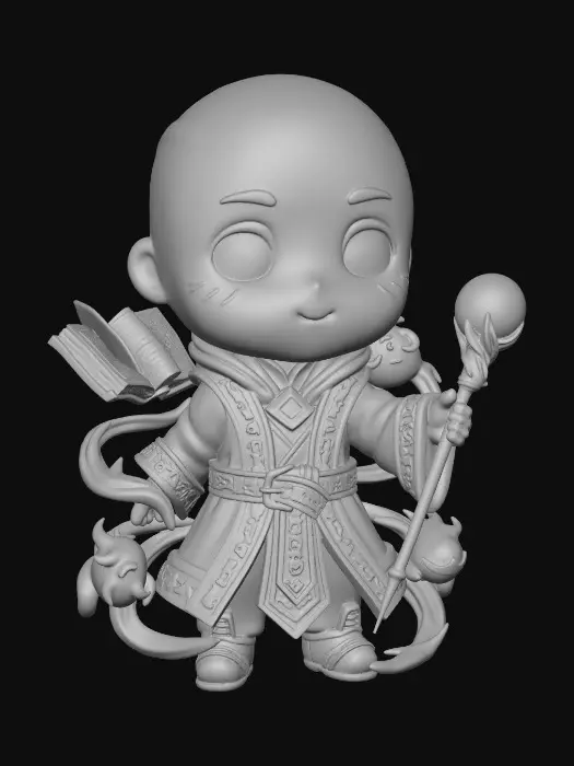3D model for cute arcane mage figurine