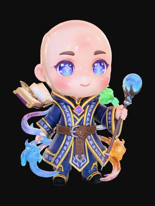 3D model for cute arcane mage figurine