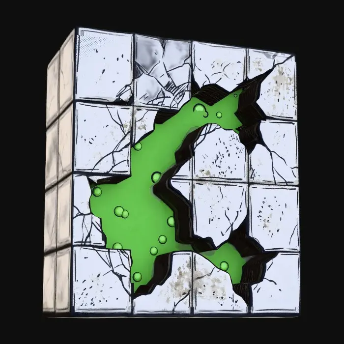 3D model for Square 3D floor asset, broken asylum tiles in XIII comic style