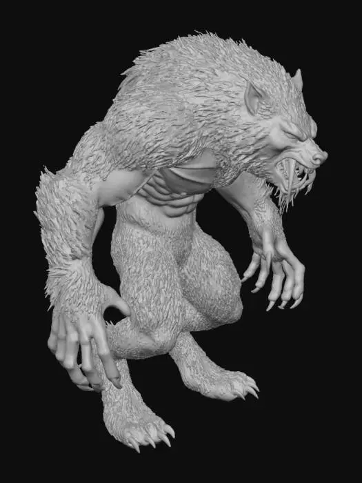 3D model for loup garou féroce montrant les cros