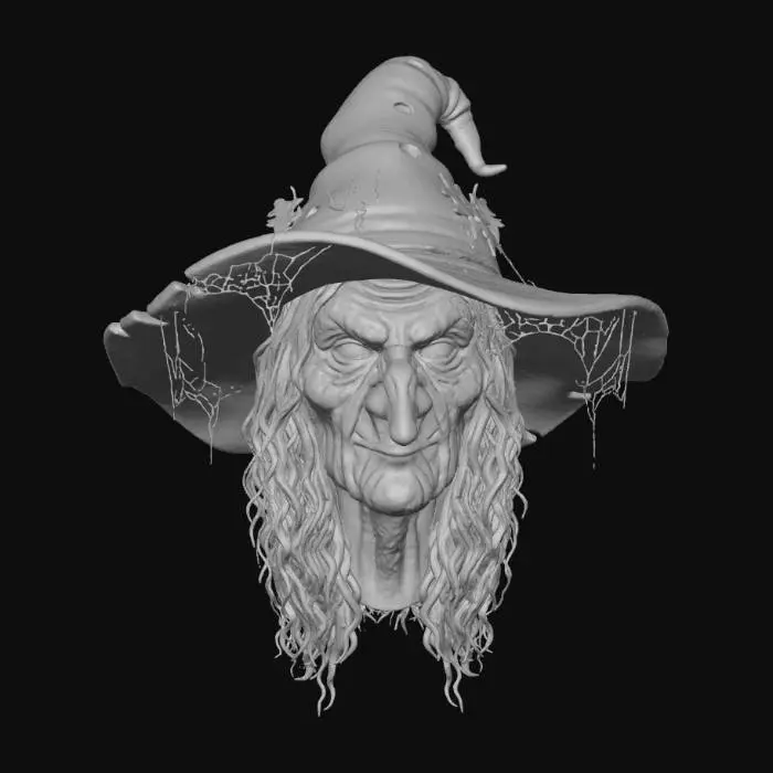 3D model for tete seulement d'une sorcière agé