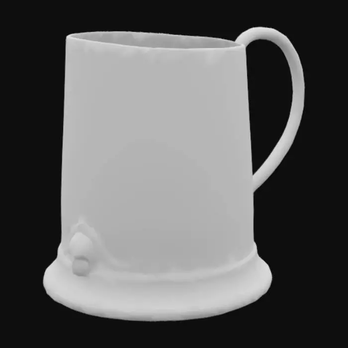 3D model for create a leather pirate beer stein for inworld game asset that is resizable to make really small in game. skull logo on bottom of stein and on handle of stein.