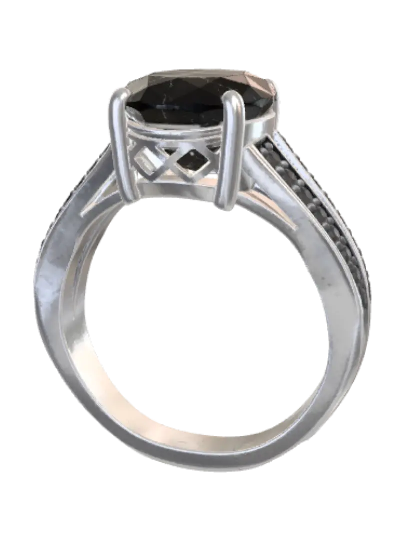 Midnight Onyx Oval Ring par lucas.q.ryan — créé avec le générateur 3D Meshy AI, téléchargement gratuit FBX OBJ GLB STL
