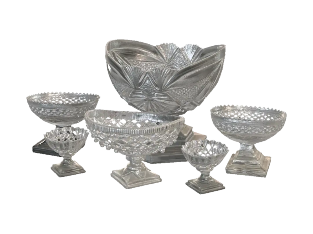 Crystal Cut-Glass Pedestal Compotes - Cutglass 3D model, vytvořený pomocí AI