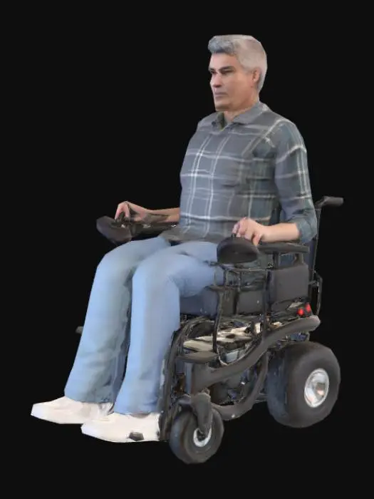 3D model for Wheelchair User in Plaid Shirt