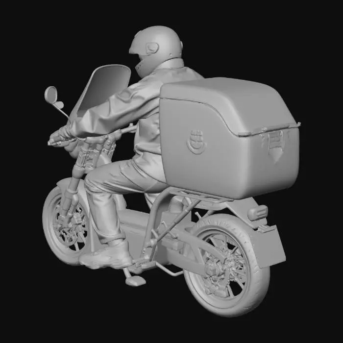 3D model for Postman on a Yellow Motorcycle