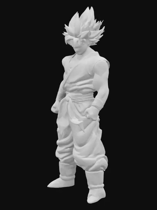 3D model for super saiyan GOku. muscular tall, dragon ball style, from namek