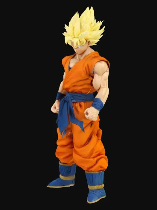 3D model for super saiyan GOku. muscular tall, dragon ball style, from namek