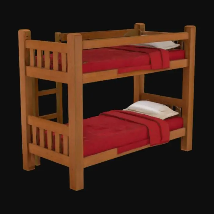 3D model for wooden bunk bed , #ded, #wood