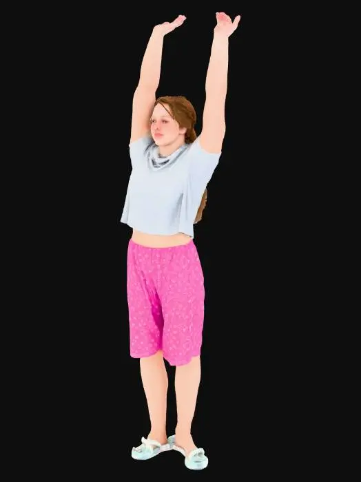 3D model for Morning Stretch in Pink Pajamas