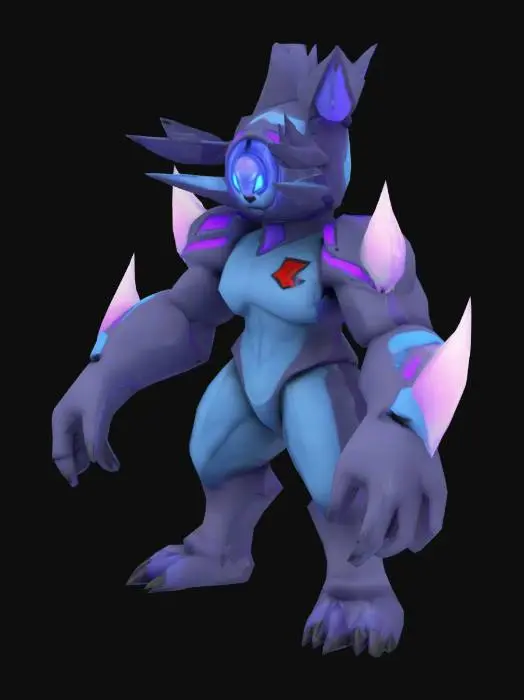 3D model for A Protogen furry character. no tail. A-Pose. 