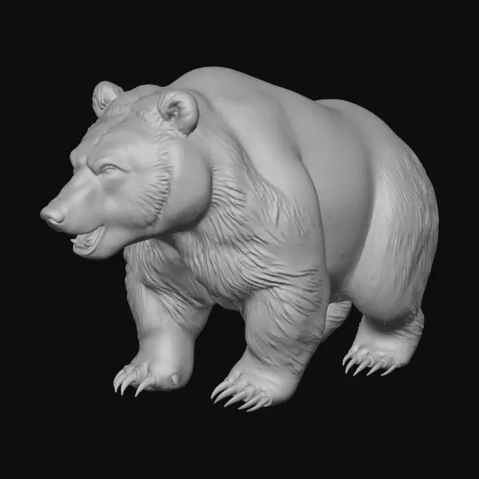 3D model for very detailed grizzly bear with huge proportions found on real large grizzlies