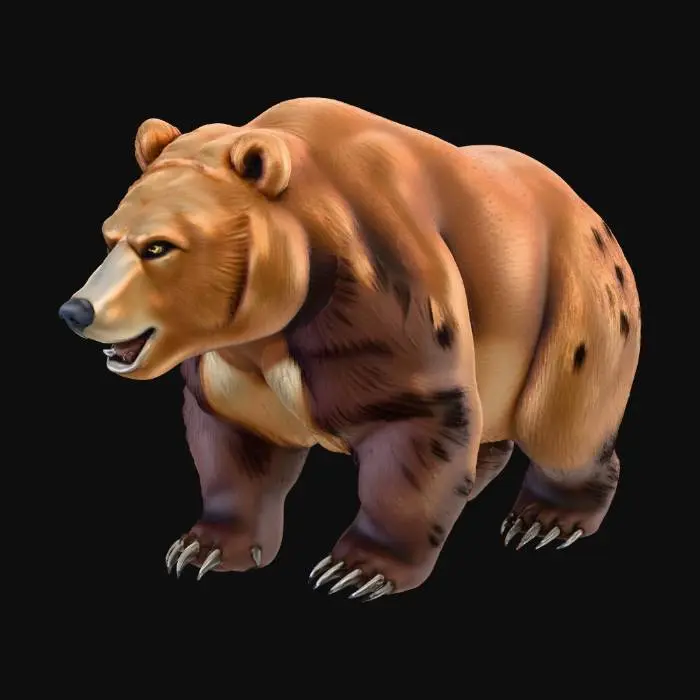 3D model for very detailed grizzly bear with huge proportions found on real large grizzlies